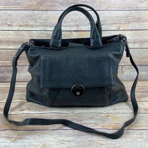 Milly Wythe Black Crossbody Leather Satchel Purse